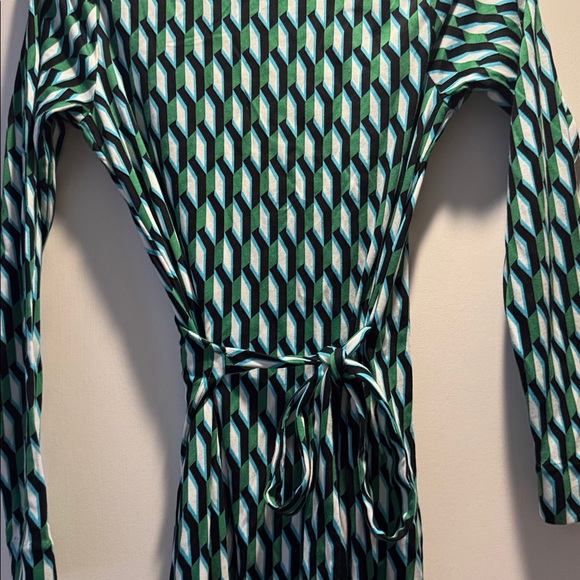 Diane Von Furstenberg for Target Teal and Black Geometric Wrap Dress - Picture 7 of 7